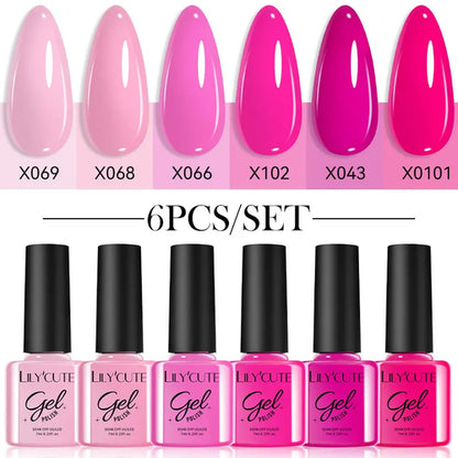 LILYCUTE 6Pcs/set 7ml Coffee Series Gel Nail Polish Kit 125 Colors