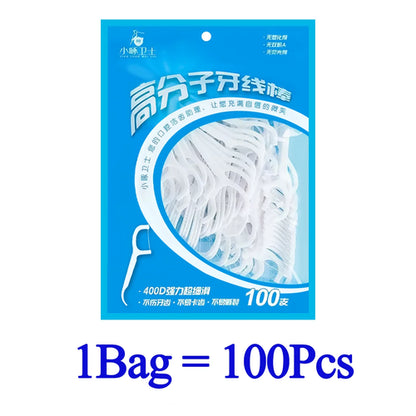 High Tensile Strength Dental Floss Pick Bow Shaped Super Thin Dental