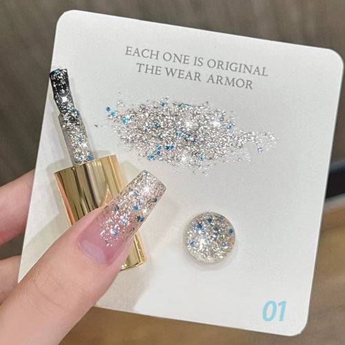10ml 1-12pcs Gold Sparkling Platinum Nail Gel Polish Glitter Long