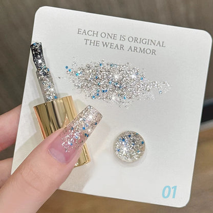 10ml 1-12pcs Gold Sparkling Platinum Nail Gel Polish Glitter Long