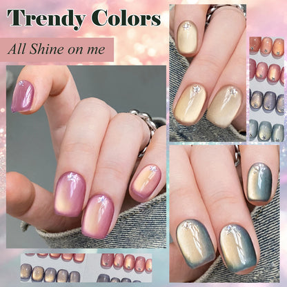 7pc Light Golden Magnetic Nail Gel Set Long Lasting for 28+ Days