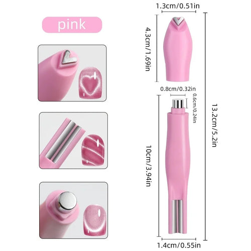 3 in 1 Cat Eye Nail Magnetic Stick Love Heart Snake Pattern French Cat