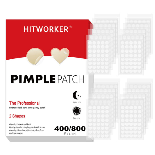 400/800pcs Clear Acne Patches Set - Round & Heart Shape Combo,