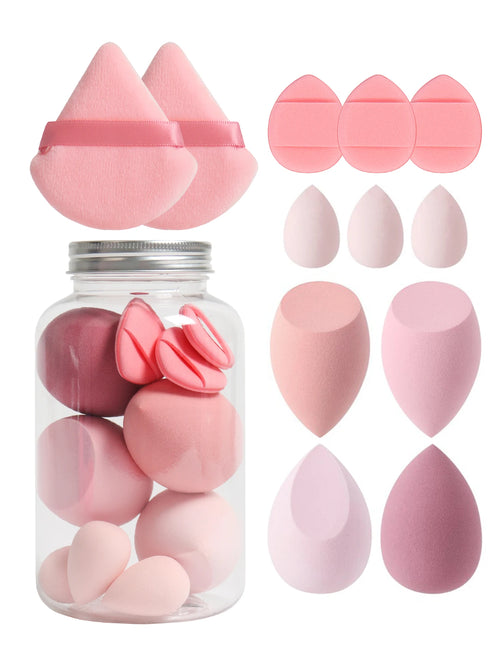 12Pcs Makeup Sponge Set with Storage Jar Latex-Free, Makeup Sponge