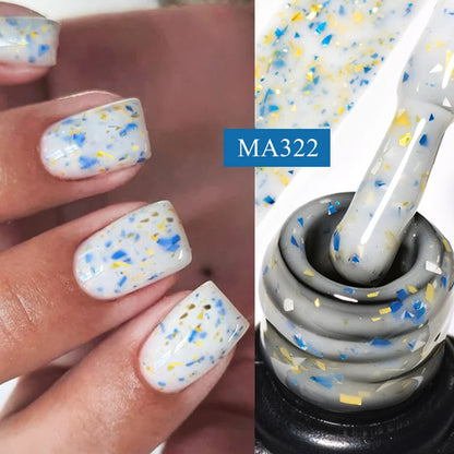 7ml Gold Foils Glitter Rubber Base Gel Nail Gel Polish Self-leveling