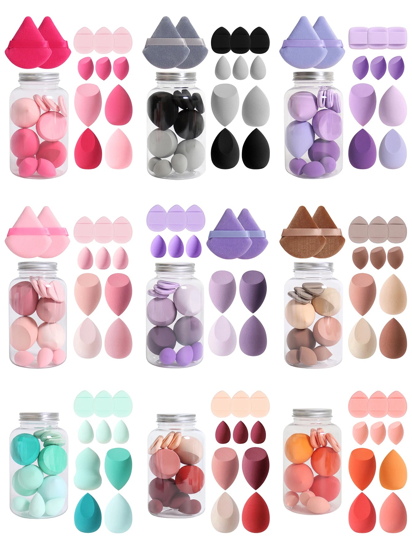 12Pcs Makeup Sponge Set with Storage Jar Latex-Free, Makeup Sponge