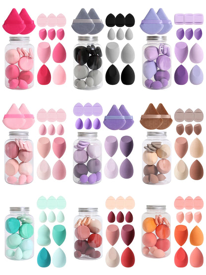 12Pcs Makeup Sponge Set with Storage Jar Latex-Free, Makeup Sponge
