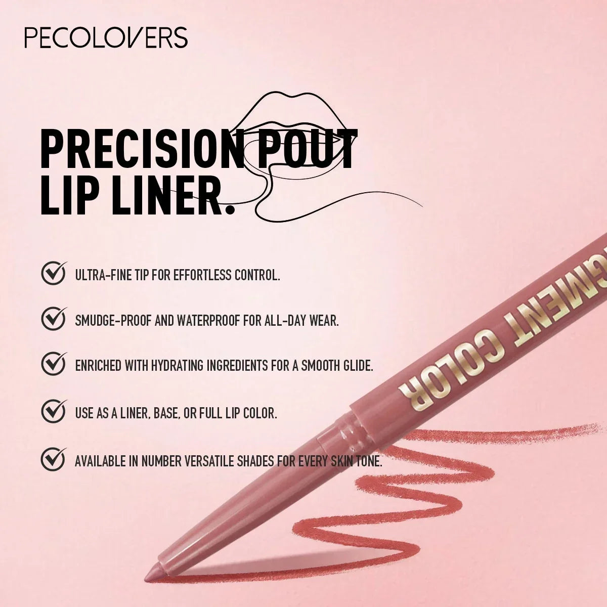 1PC Matte Lip Liner Pen - Long-Lasting, Waterproof, Easy Glide,