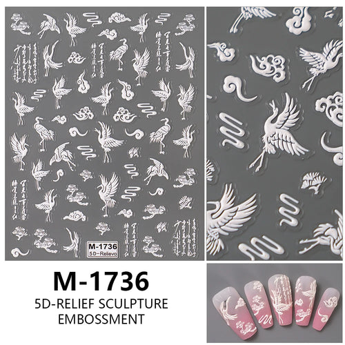 5D Nail Art Stickers Love Hearts Stars French Nail Art Design