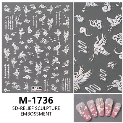 5D Nail Art Stickers Love Hearts Stars French Nail Art Design