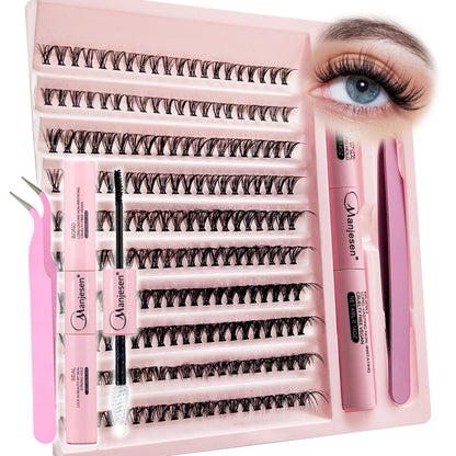 DIY Lashes Extension Kit Eyelashes 200 PCS Clusters Lash Bond and Seal