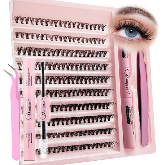 DIY Lashes Extension Kit Eyelashes 200 PCS Clusters Lash Bond and Seal