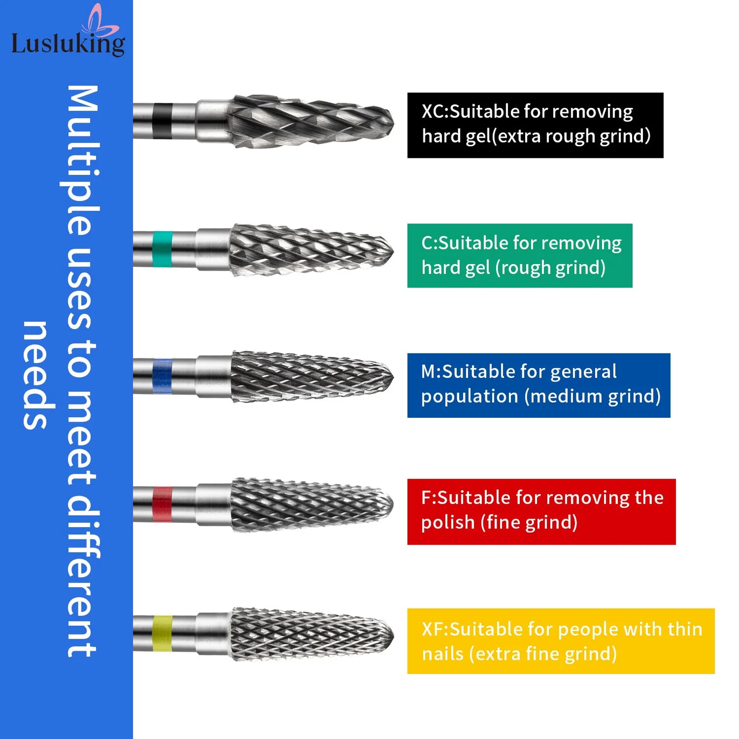 Tungsten Carbide Nail Drill Bits for Gel Polish Removal High Hardness