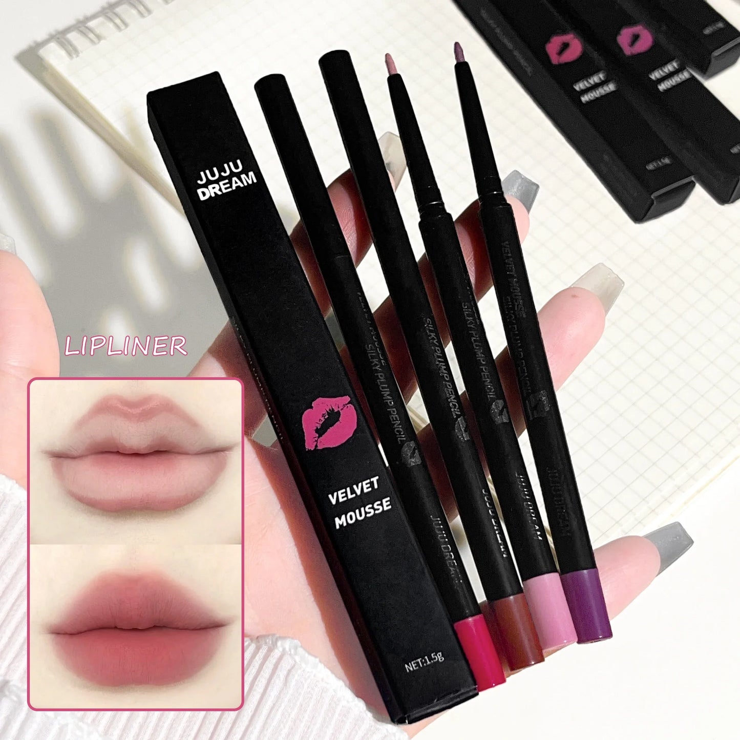 Lip liner, lip brush, lip pencil, one-piece outline, three-dimensional
