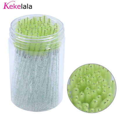 50Pcs/Bottle Eyelash Extension Brushes With Container Eyebrow  Eye