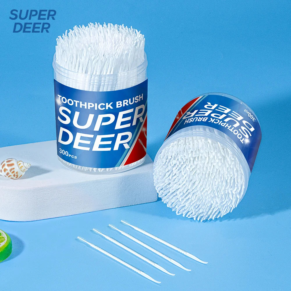 300 PCs Boxed Toothpick Brush Plastic Toothpick Disposable Household