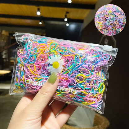 1000Pcs/Pack Colorful Small Disposable Elastic Hair Bands Scrunchie Girls Rubber Band Ponytail Holder Hair Accessories Hair Ties