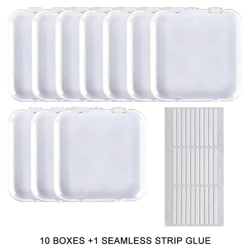 10PCS Press-On Nail Storage Acrylic Boxes with Adhesive Sheets