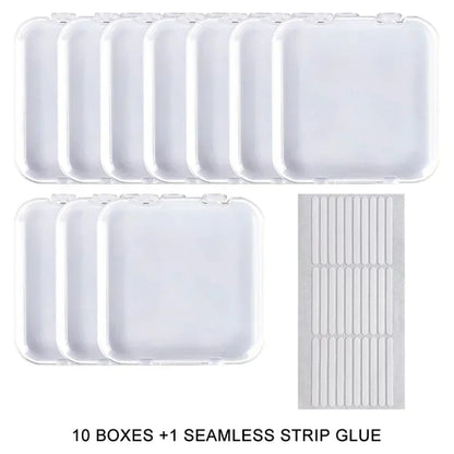 10PCS Press-On Nail Storage Acrylic Boxes with Adhesive Sheets