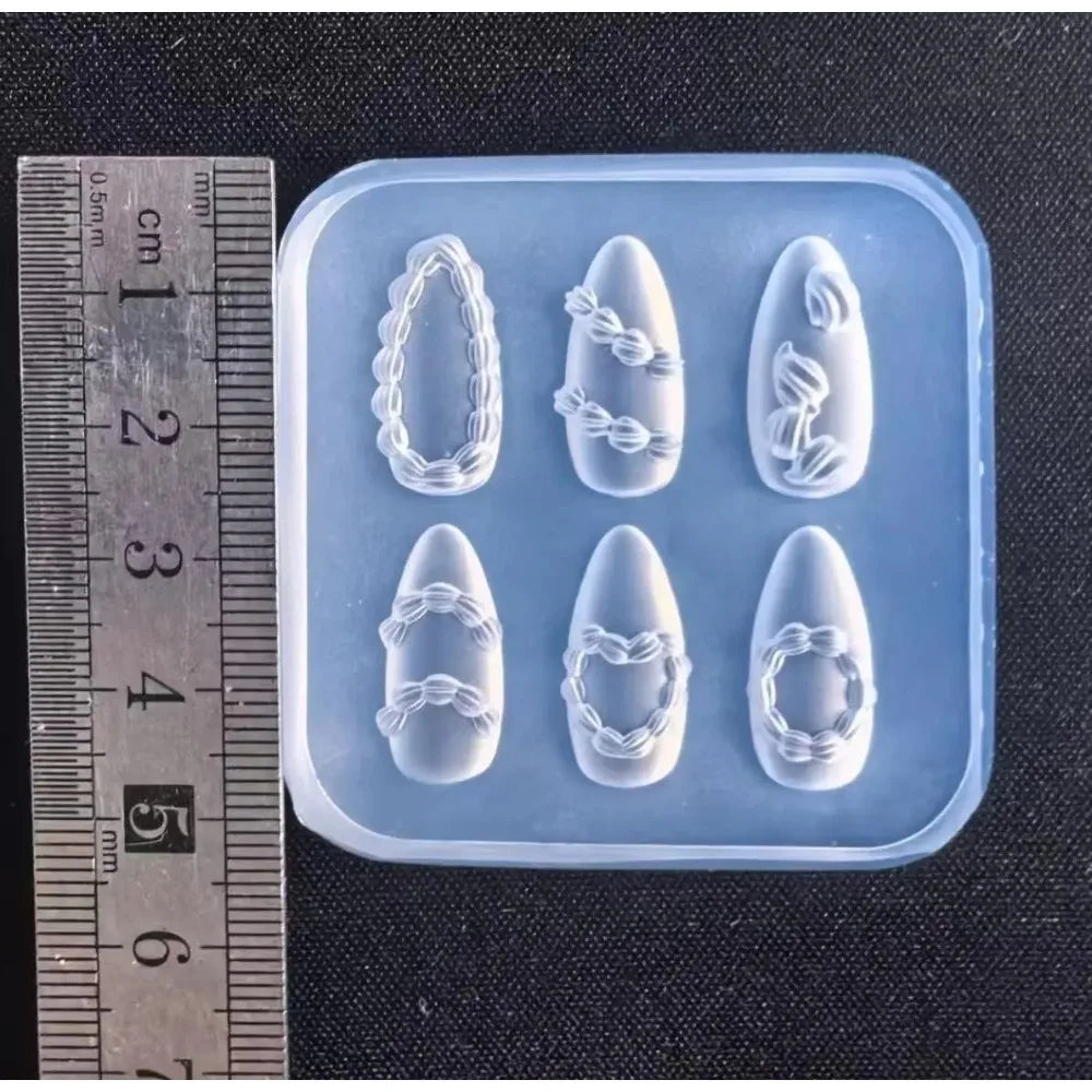 Cake Cream Lace Heart Silicone Nail Mold Sweet Y2K Nail Art