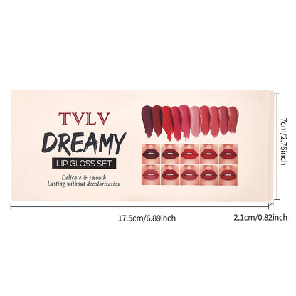10 Pieces/Set Lip Gloss Velvet Lipstick: Waterproof and Long-Lasting