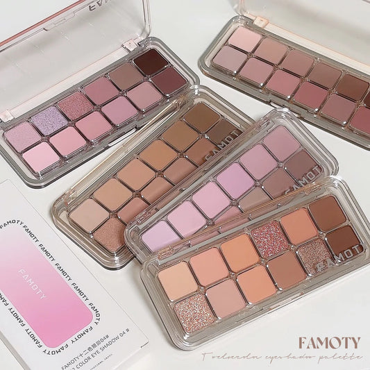 12-Color Low Saturation Eyeshadow Palette All Matte Tea Apricot Eye