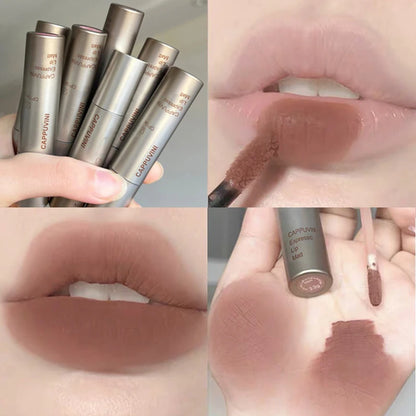 Single Velvet Matte Mist Lip Gloss,Waterproof Non-Stick Cup Lip Glaze