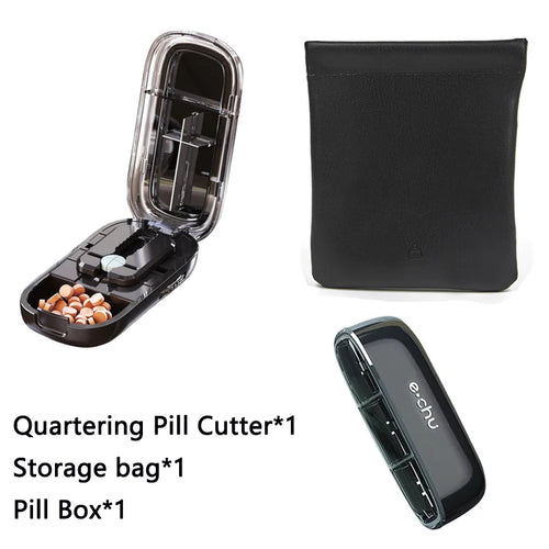 Newest Quartering Pill Cutter Storage Box Portable Drug Tablet
