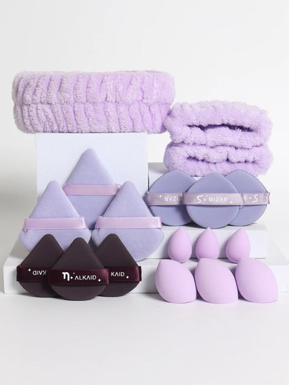 18 piece headband set. 1 hair band & 2 wrist bands & 3 make-up Sponges