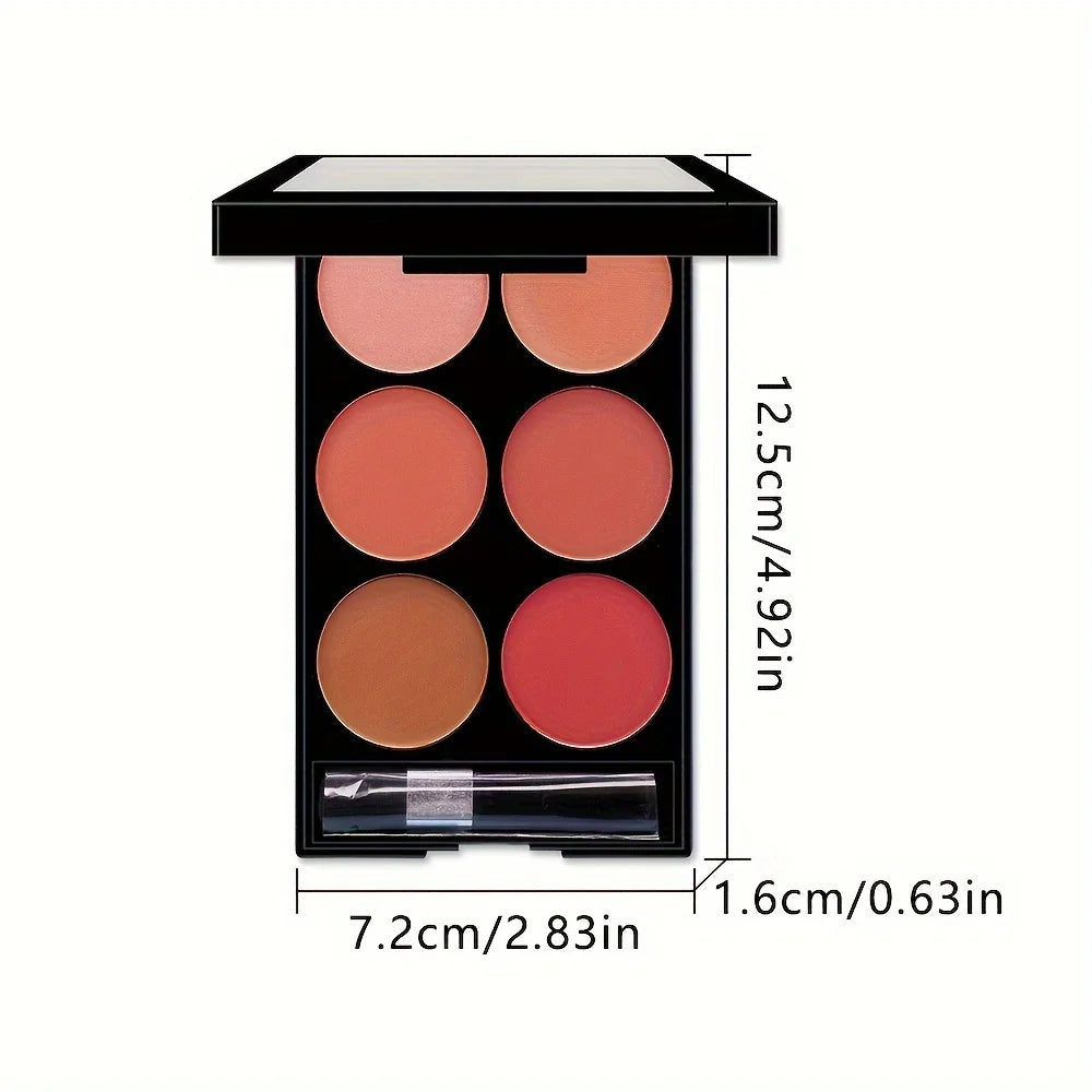 6-color blush and contouring all-in-one palette, pearlescent matte