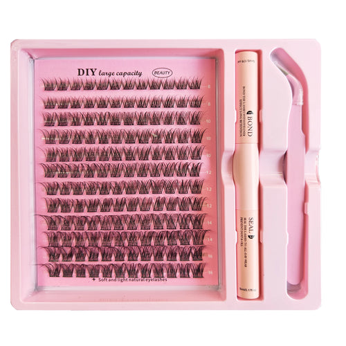 DIY Clusters Lash Kit Full Set 8-16mm Mix Bond&Seal Tweezers Lash for