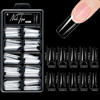 100pcs/box Fake Nail Tips Coffin Press on Nail Clear Full Cover Nail