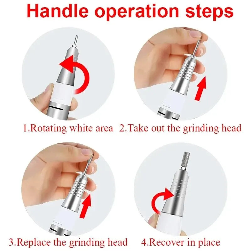 Professional Electric Nail Drill Handle 35000RPM Nail Art Drill
