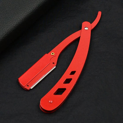 Men Shaving Barber Tools Hair Razor and Blades Antique Black Folding