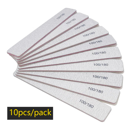 Lurayee Nail File Buffer 100/180 Grit Half Moon Double Side Sandpaper