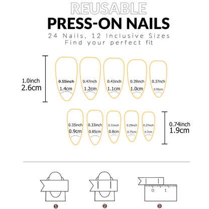 120Pcs Wine Red Almond Press On Nails Full Coverage Fake Nail Tip