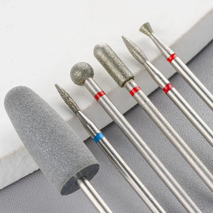 6pcs/set Diamond Sand Nail Files Drill Cuticle Polishing Bit Nail