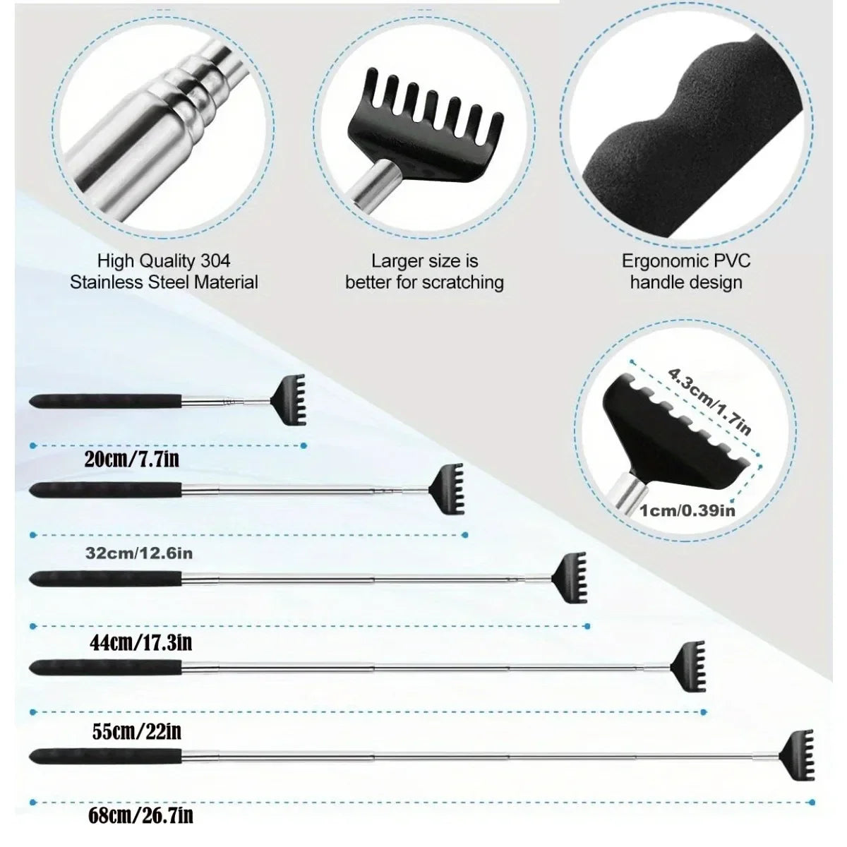 Telescopic Back Scratcher Ergonomic Back Scratchers Extendable Metal