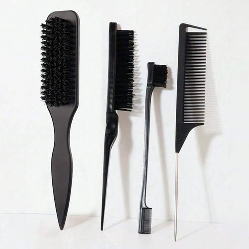 Boar Bristle Slick Back Hair Brush for Sleek Ponytail Bun & Smoothing