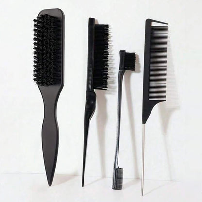Boar Bristle Slick Back Hair Brush for Sleek Ponytail Bun & Smoothing