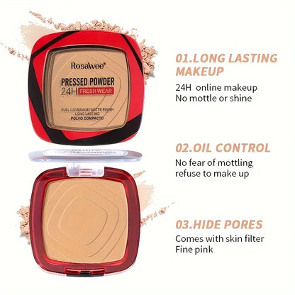 Matte Full Coverage Pressed Powder Foundation With Puff Applicator,