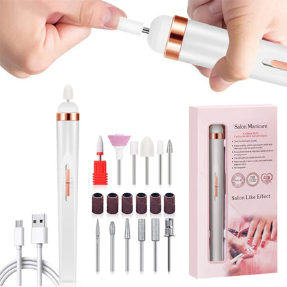 YIKOOLIN Portable Nail File Care Set LED Light Adjustable 4 Speed with