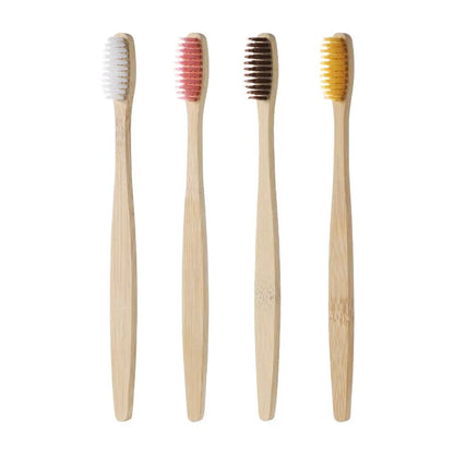Single Cowhide Wrapped Bamboo Toothbrush Set Natural and
