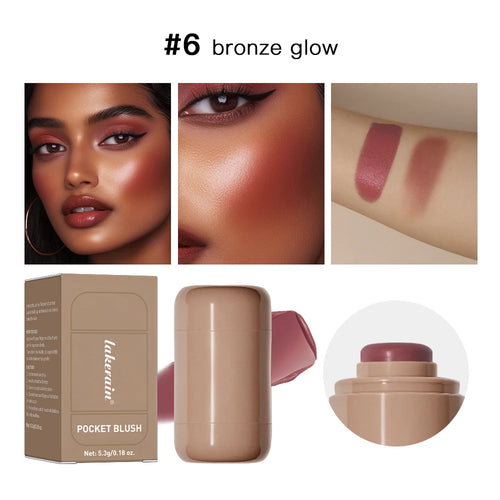 3-in-1Blush Stick Lasting Brightens Facial Cheek Stick Moisturizing