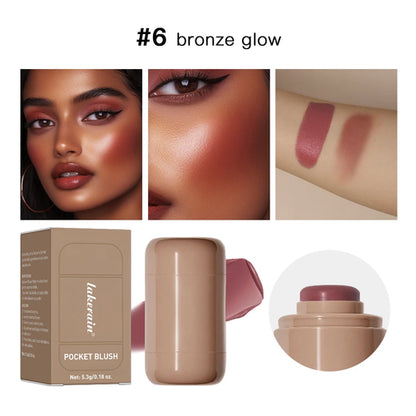 3-in-1Blush Stick Lasting Brightens Facial Cheek Stick Moisturizing