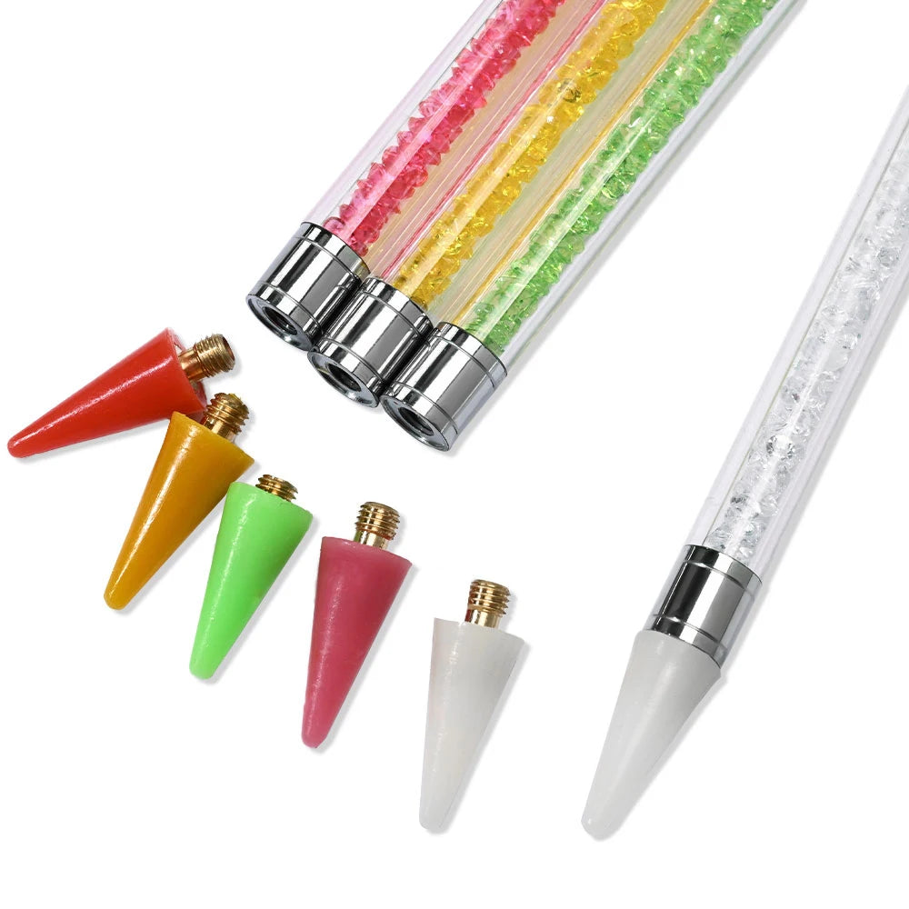 1Pcs Double Head Nail Art Dotting Pen Picking Up Rhinestones Gems Wax