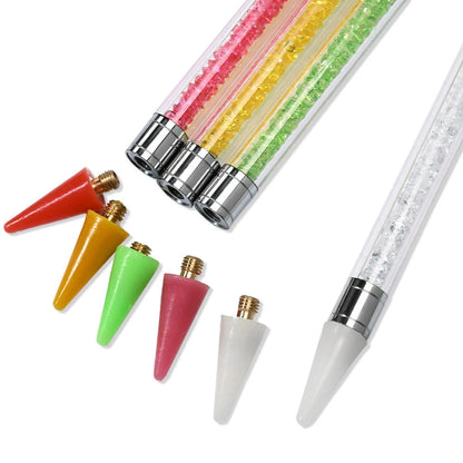 1Pcs Double Head Nail Art Dotting Pen Picking Up Rhinestones Gems Wax