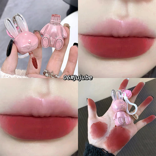 Gege Bear Pink Rabbit Velvet Matte Lip Cream Black Rabbit Water light