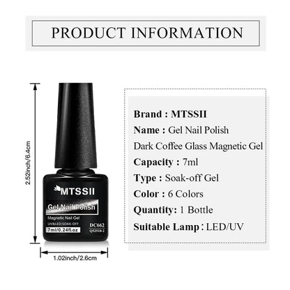 7ml Dark Coffee Glass Magnetic Gel Nail Polish Gentle Moonlight Gel