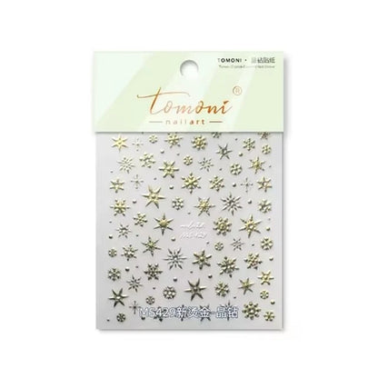 5D Laser Winter Snowflake Christmas Shiny Rhinestone Embossed Relief
